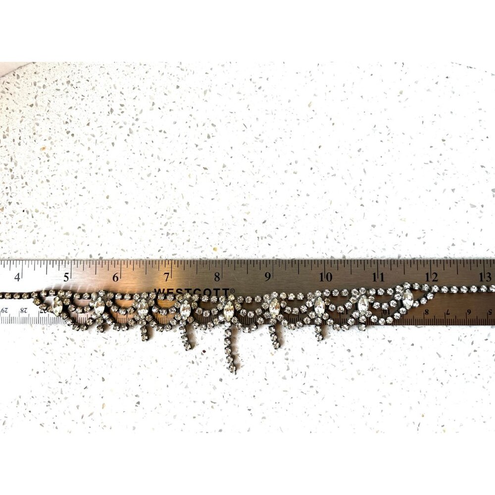 Vintage Rhinestone Silver Tones Choker Necklace Hook Clasp 17.5” - Picture 8 of 9